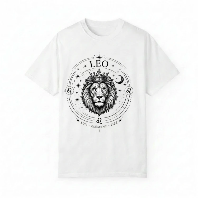 biała koszulka znak zodiaku lew.png