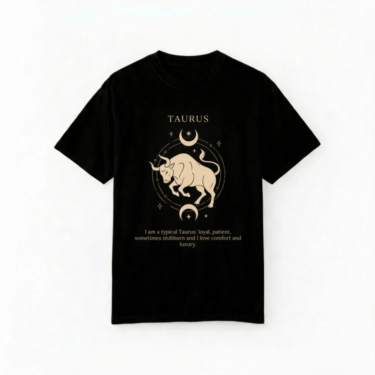czarny t-shirt znak zodiaku byk.png