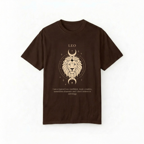 brązowy t-shirt znak zodiaku lew.png