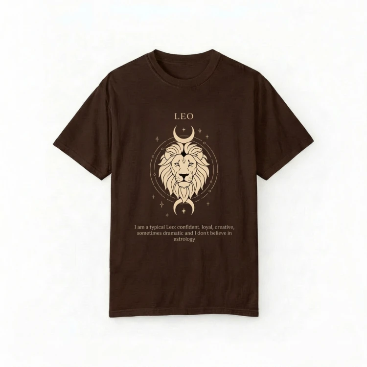 brązowy t-shirt znak zodiaku lew.png