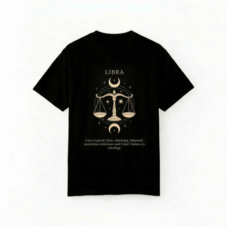 czarny t-shirt znak zodiaku waga.png