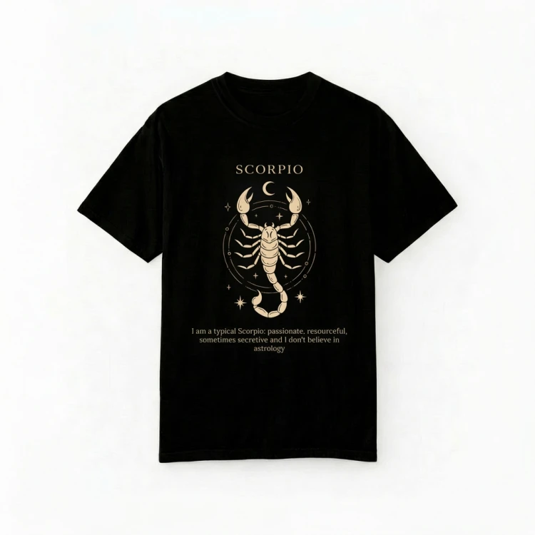 czarny t-shirt znak zodiaku skorpion.png