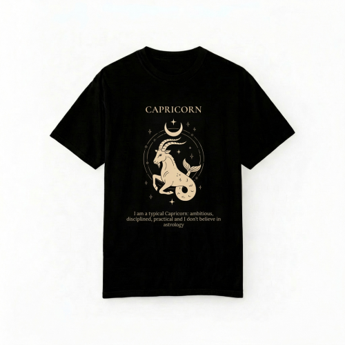czarny t-shirt znak zodiaku koziorożec.png