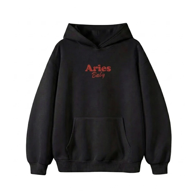 czarna Bluza bawełniana z kapturem Aries baby.png