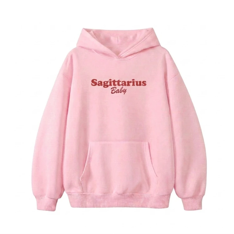 Różowa Bluza bawełniana z kapturem sagittarius baby.png