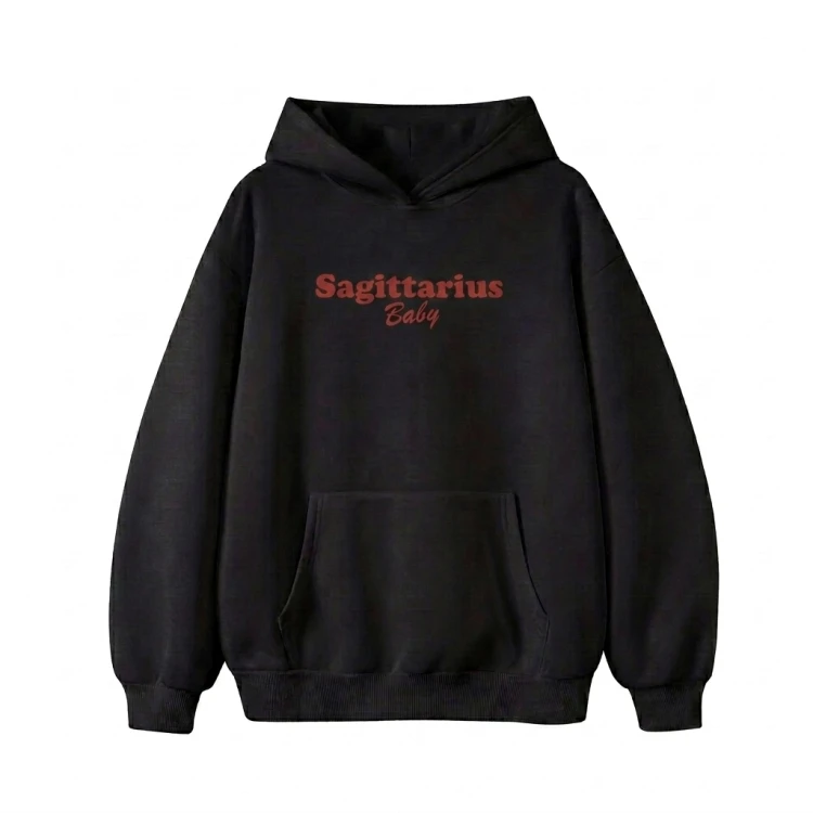 Czarna Bluza bawełniana z kapturem sagittarius baby.png